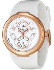 Philip Stein Womens 31-ARGW-RBW Active Rose Gold and White Rubber Strap Watch