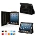 Snugg iPad 4 & iPad 3 Case - PU Leather Case Cover and Flip Stand with Elastic Hand Strap and Premium Nubuck Fibre Interior (Black) - Automatically Wakes and Puts the iPad 4 & 3 to Sleep. Superior Quality Design as Featured in GQ Magazine
