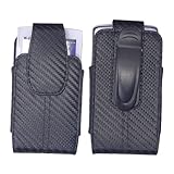 MobiMan® Premium- Carbon Fiber Pattern Executive Vertical Leather Case wit ....