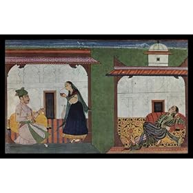 Indian painter from 1720 (Rasamañjarî manuscript of Bhânudatta (erotic treatise), Szene: Lovers) Gold Wood-Mounted Art Poster Print - 13