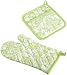 DII Cucumber Melon Printed Damask Oven Mitt and Potholder Set