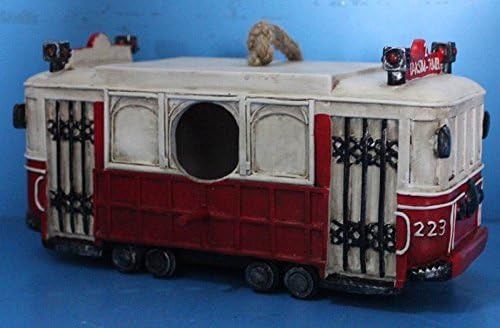 UMART Birdhouse Retro Bus Figurine Colour Red /White