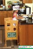 Kid's Easy Fold Counter Height Maple Finish Wood Kitchen Helper