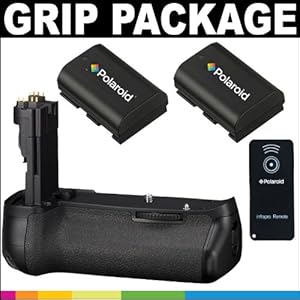 Polaroid Premium Package: Polaroid Wireless Performance Battery Grip For Canon Eos 60d Digital Slr Camera + Polaroid Remote Shutter Release + High Capacity Canon Lpe6 Rechargeable Lithium Replacement Battery