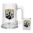 Columbus Crew MLS Glass Tankard and Square Shot Glass Set - Primary Team Logo by Great American Products
