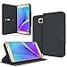 Galaxy Note 5, Cellto PU Leather Wallet Case [Stand Feature] Kickstand and Dual Magnetic Flap [Credit Card and Cash Pockets] and ** Flip Cover for Samsung Note 5 (2015) - Black