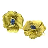 22K Gold Blue Sapphire Pansy Earrings from Suz Andreasen Couture, MADE IN AMERICA