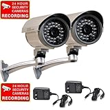 VideoSecu 2 Outdoor SONY CCD Infrared Security Cameras 28 IR Leds for Night Vision with Free Power Supplies for CCTV Surveillance DVR System IRX36K2 BBS