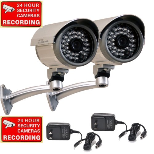VideoSecu 2 Outdoor SONY CCD Infrared Security Cameras 28 IR Leds for Night Vision with Free Power Supplies for CCTV Surveillance DVR System IRX36K2 BBS