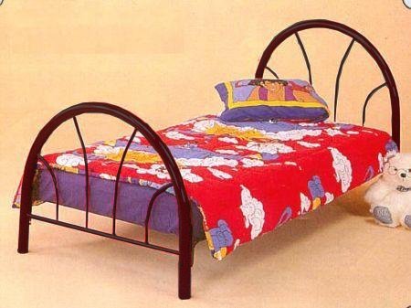 Twin Size Metal Bed with Fan Style in Black Finish