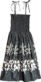 Smocked Sundress - Women's Hibiscus Bottom Band Spaghetti Strap Hawaiian Aloha Tube Top Knee Length Cotton Sun Dress