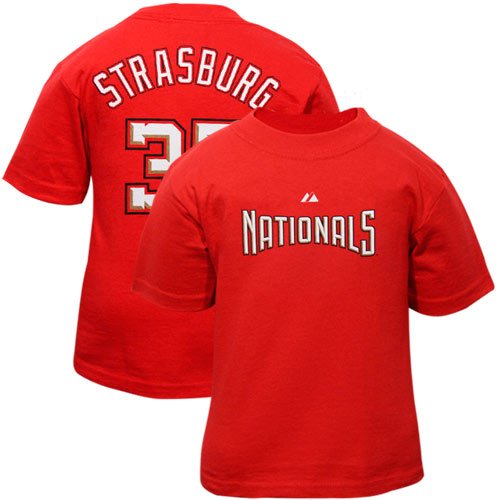 MLB Infant/Toddler Boys' Washington Nationals Stephen Strasburg Boys Tee Shirt with Player Name & Number (Red, 5/6)