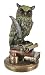 Bronze Horned Owl on Books Quill Statue Figurine