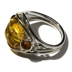 Sterling Silver Multi-Color Amber Designer Ring