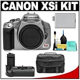 Canon EOS Digital Rebel XSi 12.2-Megapixel SLR Camera (SILVER) with Canon BG-E5 Battery Grip + LP-E5 Battery + Case + Cleaning Kit