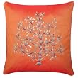 Decorative Handmade Asian Cushion Cover / Pillow Sham With Embroidered Bodhi Tree Design- Sunset Red