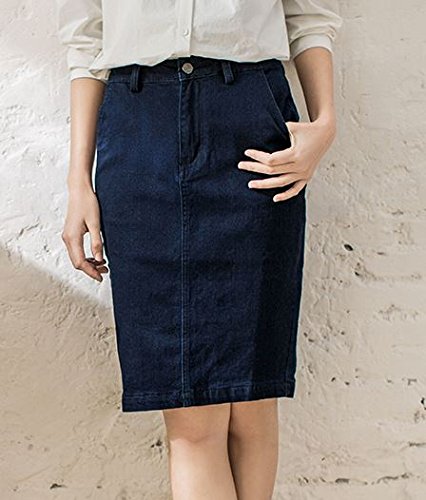 (ALLURE) デニム タイト スカート ペンシル シンプル ブルー AF0510