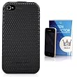 CaseCrown Flip Carbon Fiber Case for Apple iPhone 4 and 4S (AT&T, Sprint, & Verizon compatible) with Screen Protector - Black