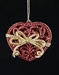 Gingerbread Kisses Red & Gold Glitter Heart Shaped Gift Box Christmas Ornament