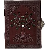 Hand Painted Tree of Life Leather Journal Diary Notebook Men Women