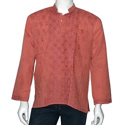 Mens Embroidered Kurta Casual Cotton Shirt India Size L Chest 44 inches (gck181b)