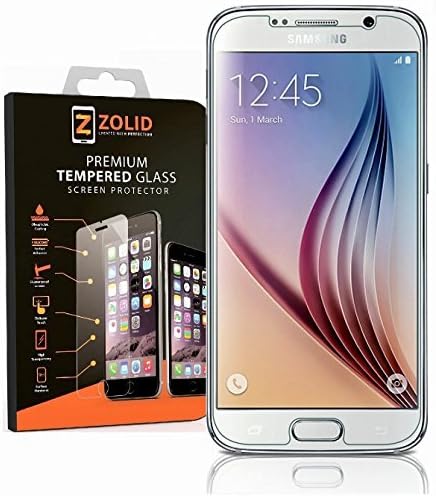 Samsung Galaxy S6 Premium Screen Protector - HD Clear Ballistic [Tempered Glass] by ZOLID® - Case Compatible with Perfect Fit - Shatterproof - 9H - Ultra [HD] Clear - Oleophobic Nano Coating - 99.99% Clarity &amp; Touch-screen Accurate - Avoid Screen Replacement and Maximize Your Resale Value