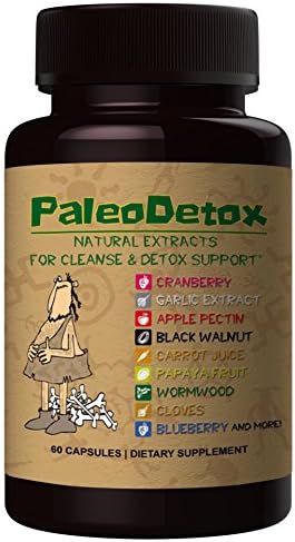 PaleoDetox - Parasite Detox & Natural Herbal Cleanse - Wormwood, Cranberry, Garlic, Black Walnut Hull and 12 More Natural Ingredients