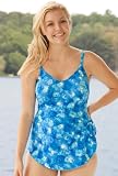 Maxine® Tie Dye Floral Sarong Front Swimsuit - Plus Size Swimwear Plus Size Swimsuits