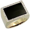 14k Gold Men's Ring, w/ Square-shaped Black Onyx Stone & 0.24 Carat Brilliant Cut Diamonds, 5/8" (16mm) wide