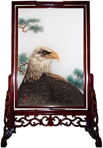 Jin Caixia Handmade Double sided Hunan Embroidery Bald Eagle Office Home Decoration Chinese Artwork