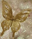 6.5 Gold Fancy Jeweled Glitter Clip-On Butterfly Christmas Ornament #2512021