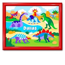 Dinosaurland Large Gloss Red Personalized Print