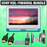 Sony Bravia M-Series KDL-19M4000/L 19-Inch 720p LCD HDTV (White & Blue) + Deluxe Bundle with Flat Panel LCD/ Plasma Screen Cleaning Kit, Flat Panel TV Wall Mount, and HDMI-HDMI Gold Tipped Cable