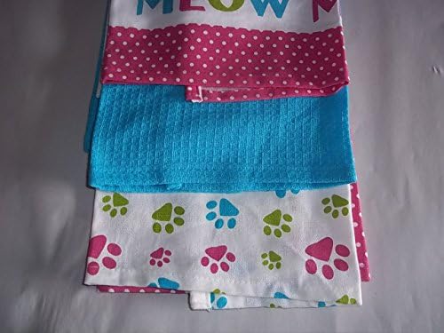 Meow Kitchen Towels 3 Pack Cat Paws