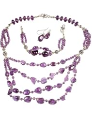 Amethyst Bracelet, Necklace and Earrings Set - Sterling Silver