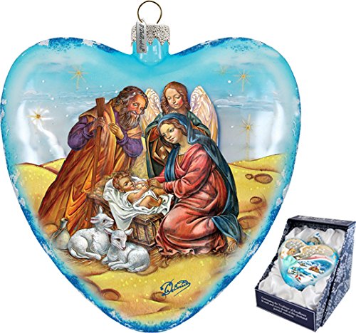 G. Debrekht LE Adorned Family Heart Xlg Nativity Glass Heart Christmas Decoration – Hand Painted Glass, Ltd Ed Gift G. Debrekht LE Adorned Family Heart Xlg Nativity Glass Heart Christmas Decoration – Hand Painted Glass, Ltd Ed Gift