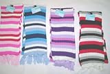 Sc71, Imported One Size Magic Knit Ladies Ribbed Stripe Scarf with Fringe