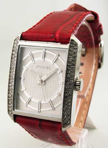 513qLd7m kL Fossil Womens Red Leather Crystal Watch #FS4416