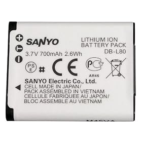 Sanyo DB-L80AU Rechargeable Lithium Ion Battery Sanyo Camcorders