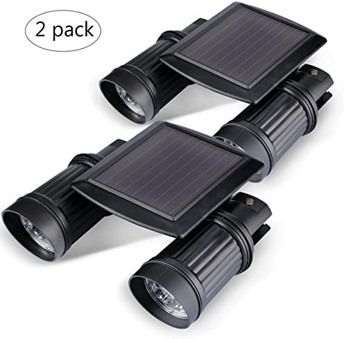 Motion Sensor Light Outdoor Solar Wireless Powered Flood Night Light Motion Detector with Dual Head for Deck Porch Front Back Yard - Auto Light On Off - 2 Pack