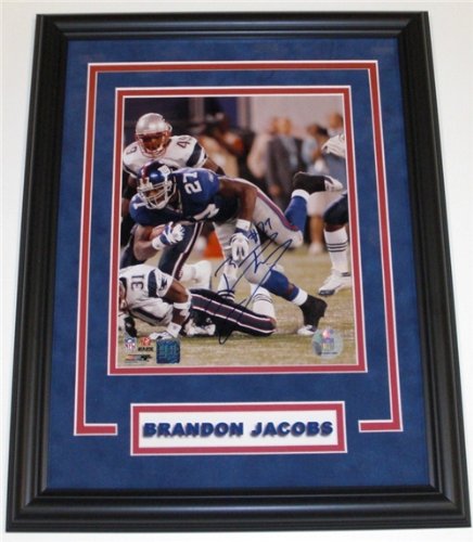 Brandon Jacobs Autographed New York Giants 8x10 Photo ~ Custom Framed