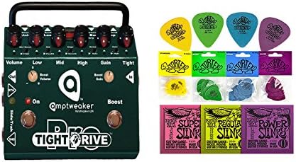 Amptweaker Pedals Tight Drive Pro Overdrive String Bundle w/ 2 free Items: Ernie Ball Guitar Strings, 1 Dozen Dunlop Tortex Picks