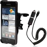 Samsung Galaxy S2 / i9100 S II Autohalterung / Halter / für die Lüftungslamellen - KFZ Lüfter-Halterung + KFZ Ladekabel 12/24V