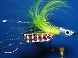 NEW FLIES Holographic & Glow in the Dark Tandem Hook Bass & Pike Floating Head Fly #54