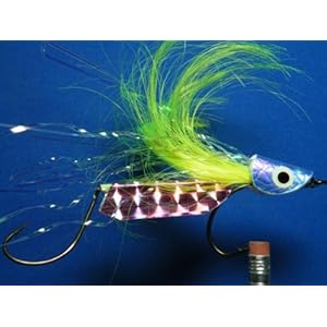 NEW FLIES Holographic & Glow in the Dark Tandem Hook Bass & Pike Floating Head Fly #54