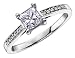 Jewelry : Princess Cut Diamond Engagement Ring 3/10 Carat (ctw) in 14K Pure White Gold (Certified)