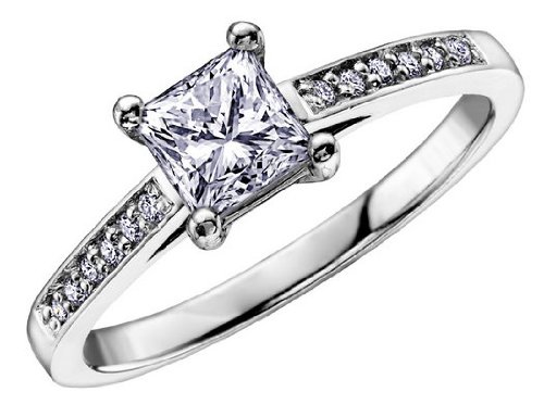 Princess Cut Diamond Engagement Ring 3 10 Carat (ctw) in 14K Pure White Gold (Certified)