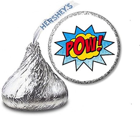JS&B Enterprises 216 Superhero POW Labels/Stickers for Hershey's Kisses Candies - Party Favors
