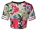 Womens Slim Hipster Round Neck Short Sleeve Multi Print Crop Top T-Shirt (OneSize, Pattern K)