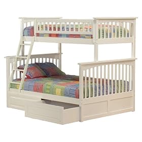 Columbia Twin/Full Bunk Bed with Under-Bed Drawers - White by atlantic furniture